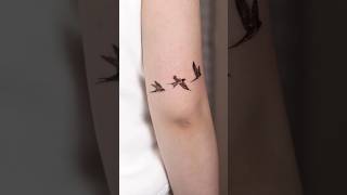 Small and delicate丨Swallow tattoo  Back of arm tattoo  Single Needle  Blackwork  Tattoo ideas 🪬 [upl. by Mitzl]