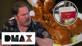 Casey VS The 7Alarm Hot Wings Challenge  Man V Food [upl. by Aleka]