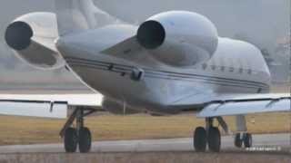 Awesome Take Off Gulfstream G550 VPBSI at Airport BernBelp [upl. by Ruhl]