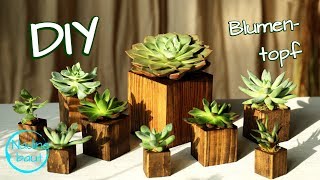 Blumentopf selber machen aus Holz  DIY  Pflanztopf  Sukkulenten Idee  plant pots ideas [upl. by Almallah690]