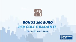 Bonus 200€ Colf e Badanti come fare la domanda online  Decreto Aiuti 2022 [upl. by Audi]