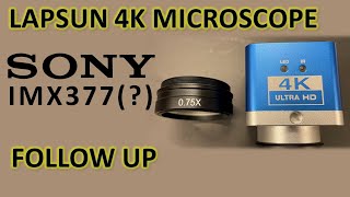 Lapsun 4K Microscope  Sony IMX377   Follow up and 075x Barlow lens test [upl. by Byrn]