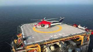 Heli landing Offshore production platformmp4 [upl. by Larkins]