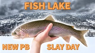 48 Hour Ice Fishing at Fish Lake for Splake Rainbow Trout And Brown Trout NEW PB [upl. by Nnywg166]