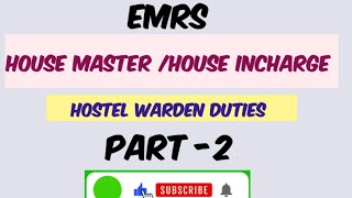 Emrs hostel warden duties  emrs house master duties  emrs teachers duty  emrs news  emrs update [upl. by Adall]