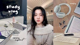 study vlog 📎⋆˚ daily uni life going to lectures 11PM library study lots of reading productive [upl. by Ilac]