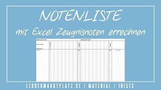 Automatische Notentabelle für Zeugnisse mit Excel [upl. by Cope]