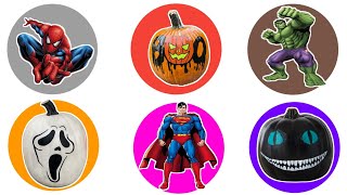 Superhero Marvel Spider Man Hulk Super Man  Pumpkins Halloween Boo Scream Cat Pumpkins [upl. by Paulie]