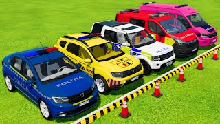 DACIA VOLKSWAGEN RANGE ROVER POLICE VEHICLES and AMBULANCE EMERGENCY VEHICLE TRANSPORTING  FS22 [upl. by Betteanne]