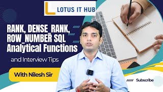 RANK DENSERANK ROWNUMBER SQL Analytical Functions  Rank and Denserank [upl. by Tera216]