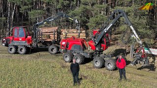 Holzernte  Durchforstung Baumfällung KOMATSU Harvester amp Forwarder Forstarbeit wood forest machine [upl. by Cliffes]