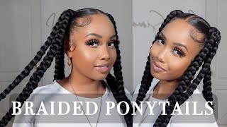 How To Braided Ponytail With Braiding Hair  Beginner Friendly [upl. by Paulette]