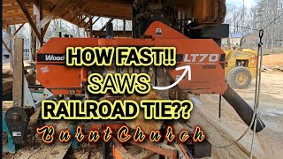 How Fast LT70 SAWS RailROAD TIE railroadtie sawmill [upl. by Rubin]