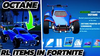 HOW TO GET YOUR ROCKET LEAGUE ITEMS IN FORTNITE [upl. by Ahsirek]