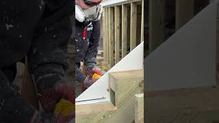 PVC Trim Board Cutting for Stair Stringer  carpenter construction shorts [upl. by Hamfurd536]