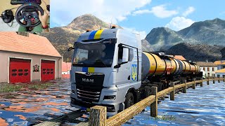 Transporting Fuel through across the flood affected village areas  ets2  Logitech G29 Setup [upl. by Odragde725]