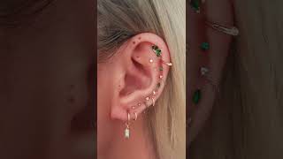 Stacked Cartilage Ear Piercing Curation Ideas with Gold Earrings [upl. by Anits]