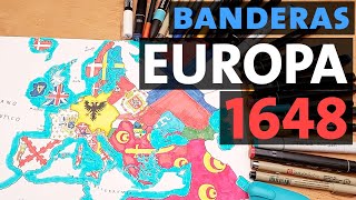 🔸🌎 Cómo era el mapa y banderas de EUROPA del siglo XVII🌎🔸 [upl. by Burkhart850]