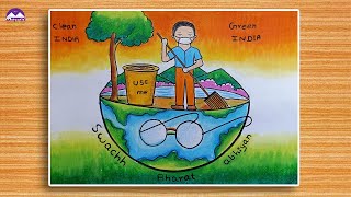 How to draw swachh bharat abhiyan oil pastel drawing  competition drawing easy [upl. by Novar181]