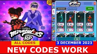 NEW CODES MINIGAME Miraculous™ RP Ladybug amp Cat Noir ROBLOX  ALL CODES  DECEMBER 3 2023 [upl. by Retsevel]