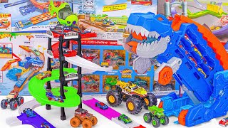 Hot Wheels Collection Unboxing Review ASMR 🔥 Hot Wheels Toy Car Track Set Ultimate TRex Transporter [upl. by Nnayrb744]