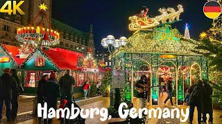 Hamburg Germany Christmas market walking tour 4K [upl. by Cantlon]