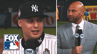 Anthony Volpe tells Derek Jeter Alex Rodriguez amp David Ortiz what its like to hit grand slam in WS [upl. by Chancey]