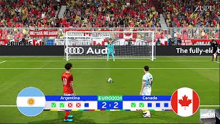 Argentina vs Canada  Penalty Shootout  SemiFinal Copa America 2024  Messi v Davies  PES Gameplay [upl. by Artenahs]