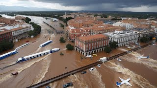 Right Now in Spain Malaga Airport and Train Station Under Water [upl. by Ocihc]