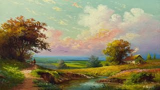 How I Paint Landscape Just By 4 Colors Oil Painting Landscape Step By Step 83 By Yasser Fayad [upl. by Eicnahc645]