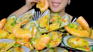 SEAFOOD PLATTER ASMR GREEN MUSSELS AND SHRIMP  EATING SOUNDS NO TALKING  TracyN ASMR [upl. by Jennine]