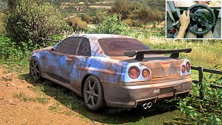 Rebuilding Nissan Skyline GTR R34  Forza Horizon 5  Thrustmaster T300RS gameplay [upl. by Hwang]