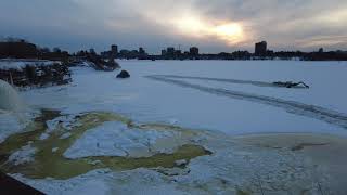 Icebreaker on the Ottawa river Rideau Falls timelapse Feb 18 2021 523pm 1723 [upl. by Iny]