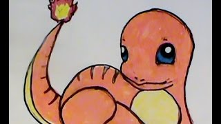 How to Draw CHARMANDER Pokemon No 004 Tutorial [upl. by Natye492]