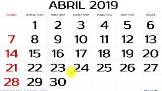 CALENDÁRIO ABRIL 2019 COM FERIADOS NACIONAIS EXPLICADO [upl. by Unity]