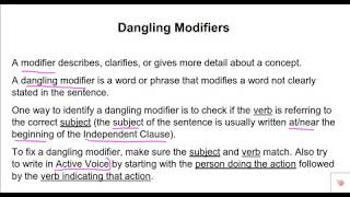 Dangling Modifiers [upl. by Llerol]