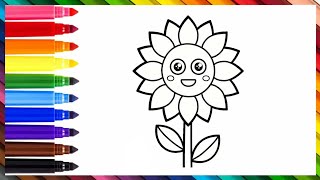 Beautiful Flower  Draw For Kids  Step by Step [upl. by Ahsilrac]