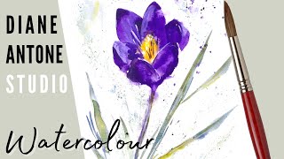 How to Paint a Watercolor Crocus Flower in Impressionistic Style  Real Time Step by Step Tutorial [upl. by Irami]