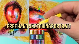 How to draw multiple colours free hand sketching portrait chitrankan [upl. by Eremihc]