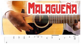 Malagueña  Guitar Lesson amp Tab for Beginners [upl. by Ellehcan75]