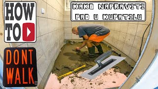 Betoniranje ravnjajuceg sloja u kupatilu  How to level a concrete floor in bathroom [upl. by Haerle]