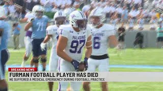 Furman football player passes away after medical emergency [upl. by Adnocahs]