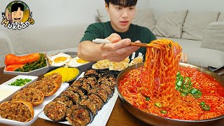 ASMR MUKBANG 직접 만든 해장 열라면 김밥 김치 유부초밥 먹방 RAMYEON amp KIMBAP MUKBANG EATING SOUND [upl. by Sy]