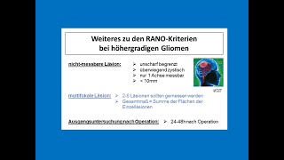 Weiteres zu den RANOKriterien bei höhergradige Gliomen  Strahlentherapie Prof Hilke Vorwerk [upl. by Renmus244]