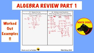 ALGEBRA REVIEW for Final Exam or Math College Placement Test PART 1  33 Problems and 20 TOPICS [upl. by Garlinda]