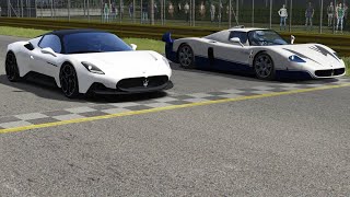 Maserati MC20 vs Maserati MC12 at Monza Full Course [upl. by Tiedeman]