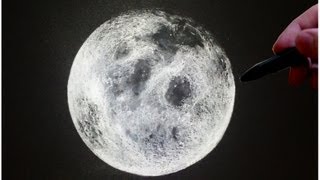 Moon Drawing  White pastel Time Lapse [upl. by Fusco]