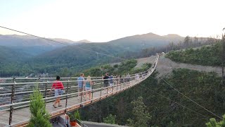 Crossing Gatlinburg SkyBridge amp Laying Down on Glass Bottom Walkway  NEW SkyLift Park Attraction [upl. by Kreegar]