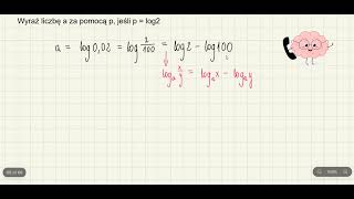 Wyraź liczbę a za pomocą p jeśli p  log2 [upl. by Noni267]