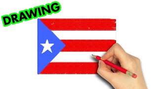 how to draw Puerto Rico flag  Art Therapy [upl. by Inava610]